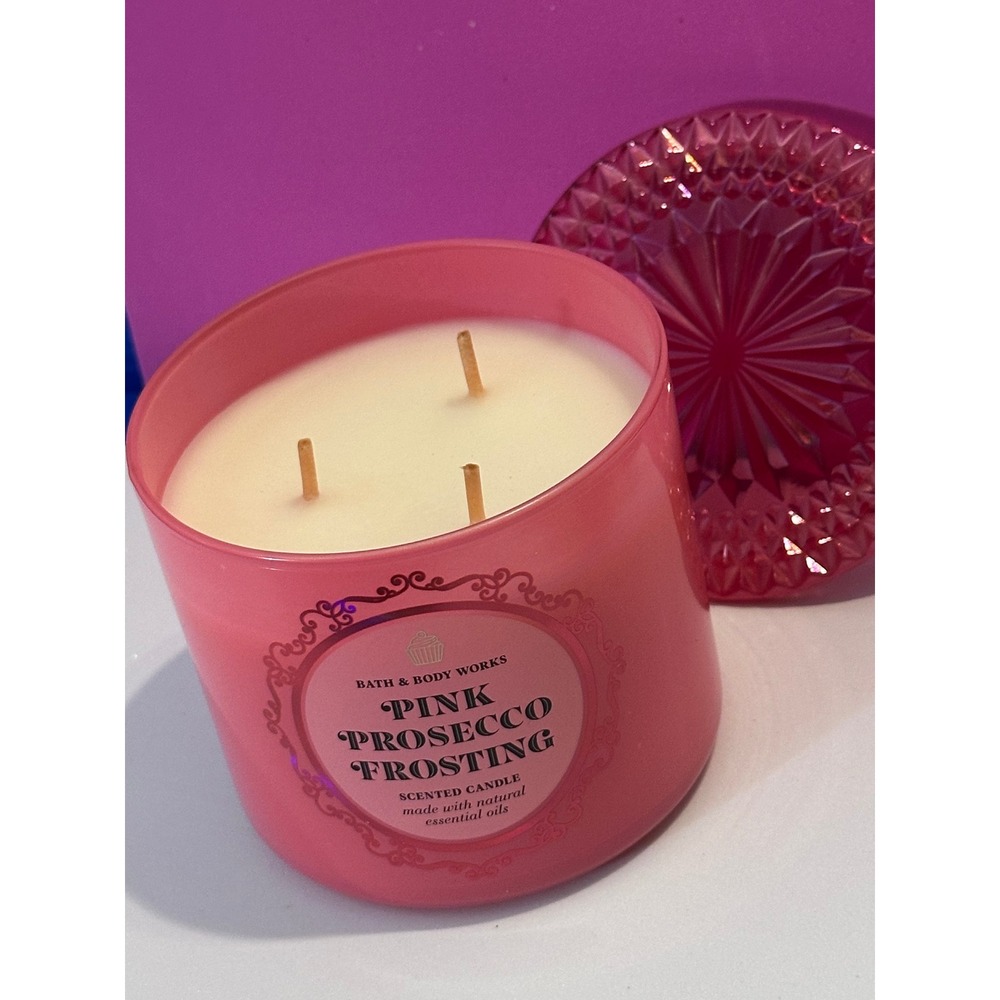 Bath & Body Works Pink Prosecco Frosting 3-Wick Scented Candle 14.5oz Pink Jar
